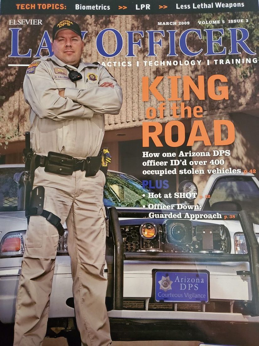 Law Officer Magazine cover, March 2009, Volume 5 Issue 3, headline King of the Road, featuring D. Callister of Arizona DPS